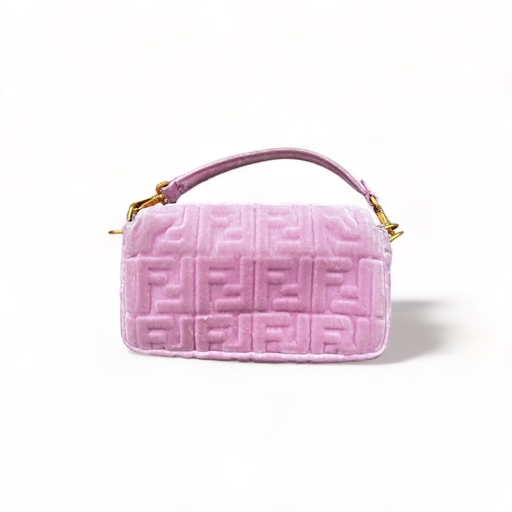 FENDI velvet embossed FF Rosa baguette - Picture 3 of 7